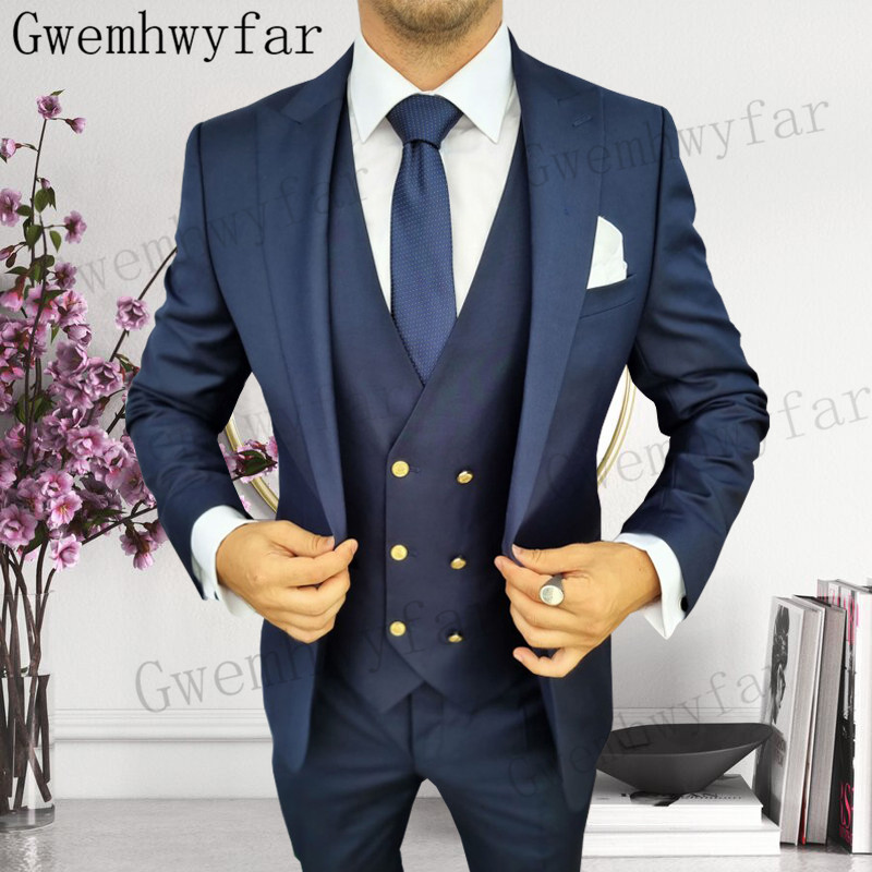 Men Formal Wear For Wedding - Gwenhwyfar เจ้าบ่าว Peaked Lapel Tuxedo ผู้ชายชุดแต่งงาน/พรหม/อาหารค่ํา