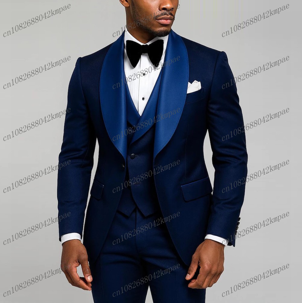 Men Formal Wear Pinterest - ชุดสูทผู้ชายสีน้ำเงินกรมท่าแบบเป็นทางการสำหรับเจ้าบ่าว เพื่อนเจ้าบ่าว งานแต่งงาน งานพรอม ธุรกิจ ชุดทักซิโด้ชาย