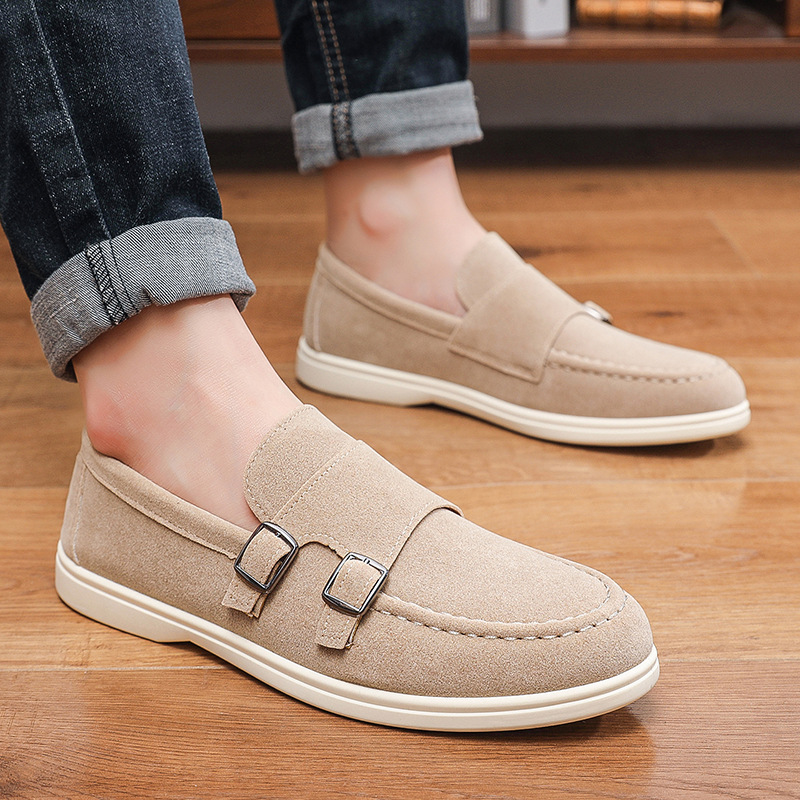 Men Formal Wear Shoes - รองเท้าลำลองผู้ชาย หนังกลับ รองเท้าสวมแบบสลิปออน รองเท้าหนังนิ่ม รองเท้าแบบเรียบ รองเท้าแต่งงาน