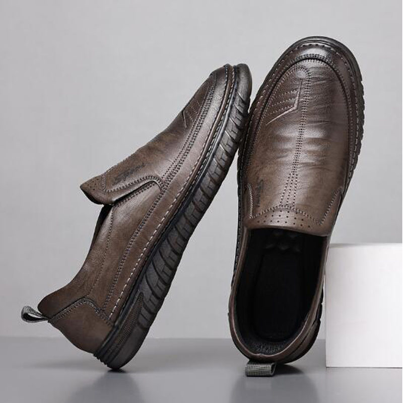 Formal Upper Wear Men - รองเท้าหนังผู้ชายรองเท้าหนังกันน้ําธุรกิจอย่างเป็นทางการสวมใส่ทํางานแบนรองเท้า loafers M939
