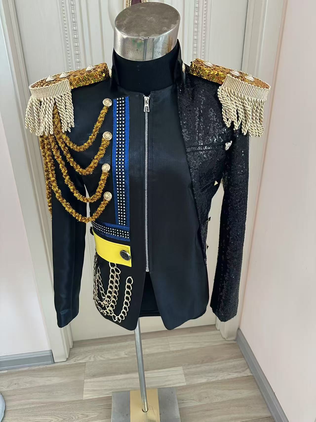 Men Formal Wear For Wedding - เสื้อแจ็คเก็ตชายพู่ห้อยสไตล์รอยัลสำหรับงานแต่งงาน งานเลี้ยง งานแสดงบนเวที ชุดออกงานกลางคืน