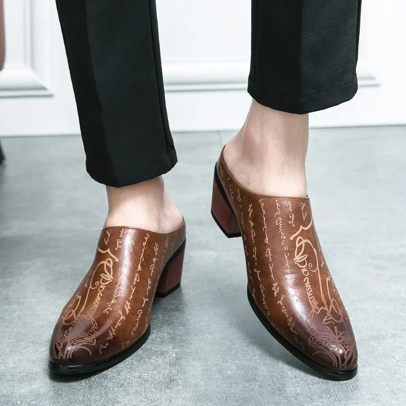 Men Formal Wear Shoes - 4 ซม.รองเท้าส้นสูงผู้ชายLoafersชุดลําลองรองเท้าแฟชั่นหนังฤดูร้อนSlip-Onคลาสสิกสีดํารองเท้าZapatos Para hombreชาย