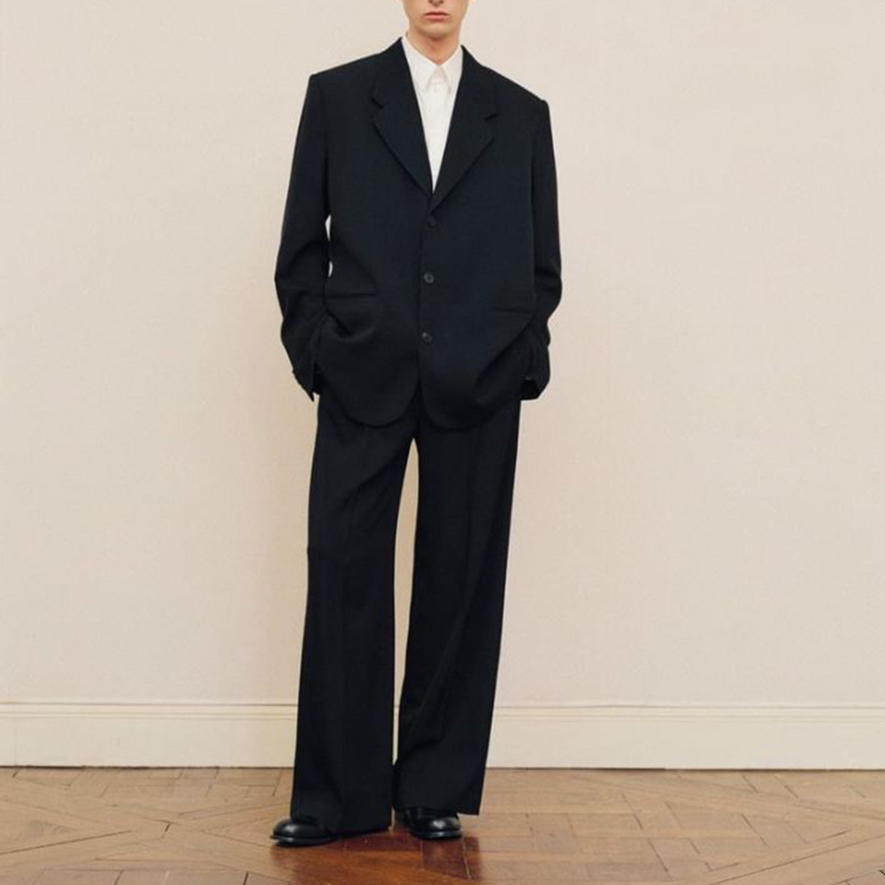 Men Formal Wear For Wedding - ชุดสูทผู้ชายสีดำทรงโอเวอร์ไซส์ กระดุมแถวเดียว แฟชั่นลำลอง สไตล์ทางการ ชิค เหมาะสำหรับธุรกิจ