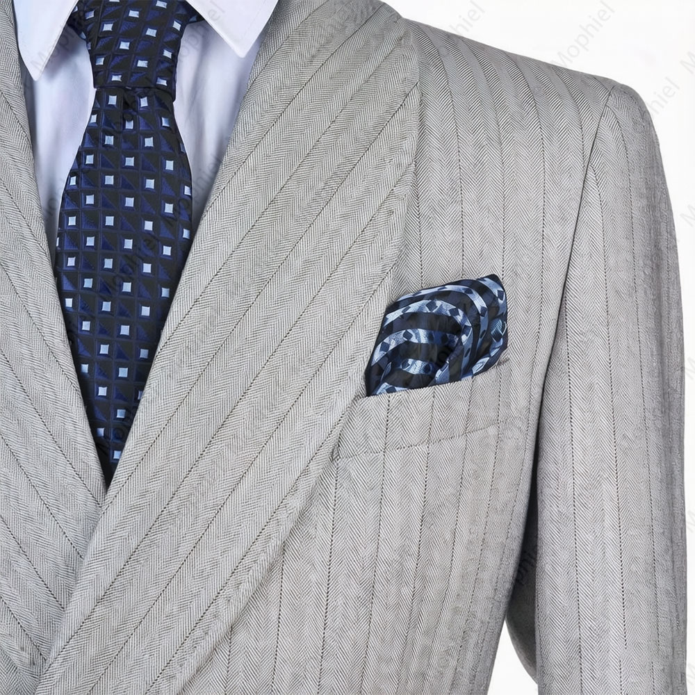 ชุดสูทผู้ชายสีเทาอ่อน Mophiel  - Men Formal Wear For Wedding บทวิจารณ์และราคา
