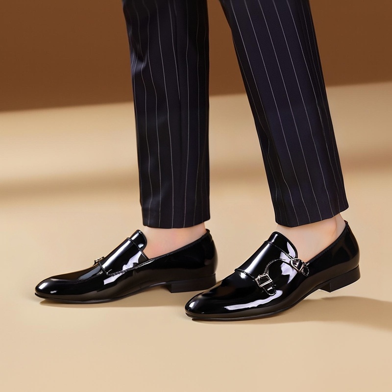 Piergitar ใหม่สีดําสิทธิบัตรหน - Men Formal Wear Shoes บทวิจารณ์และราคา