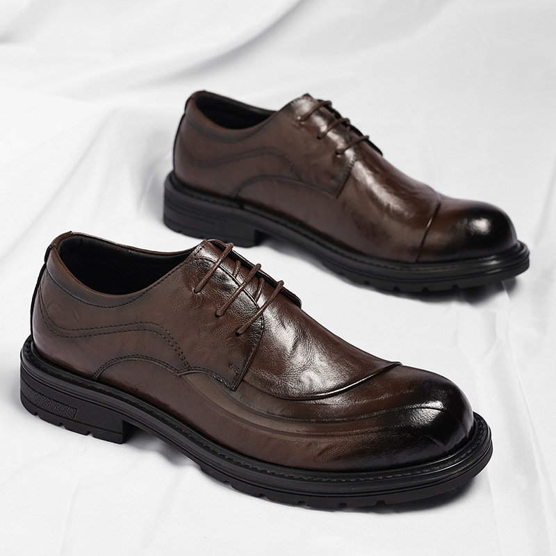 รองเท้าหนังแท้สีน้ำตาลขัดเงา แ - Men Formal Wear For Wedding บทวิจารณ์และราคา
