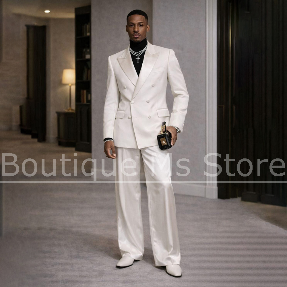 ชุดสูทผู้ชายสีขาวผ้าซาติน 2 ชิ - Men Formal Wear For Wedding บทวิจารณ์และราคา