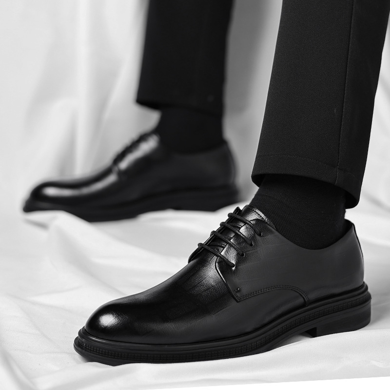 รองเท้าเดอร์บี้หนังแท้สีดำสำหร - Men Formal Wear All Black บทวิจารณ์และราคา
