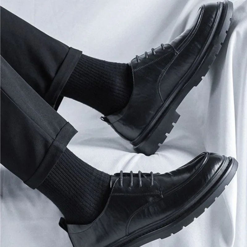 Lace Up รอบ Toe รองเท้าหนังผู้ - Men Formal Wear Shoes บทวิจารณ์และราคา