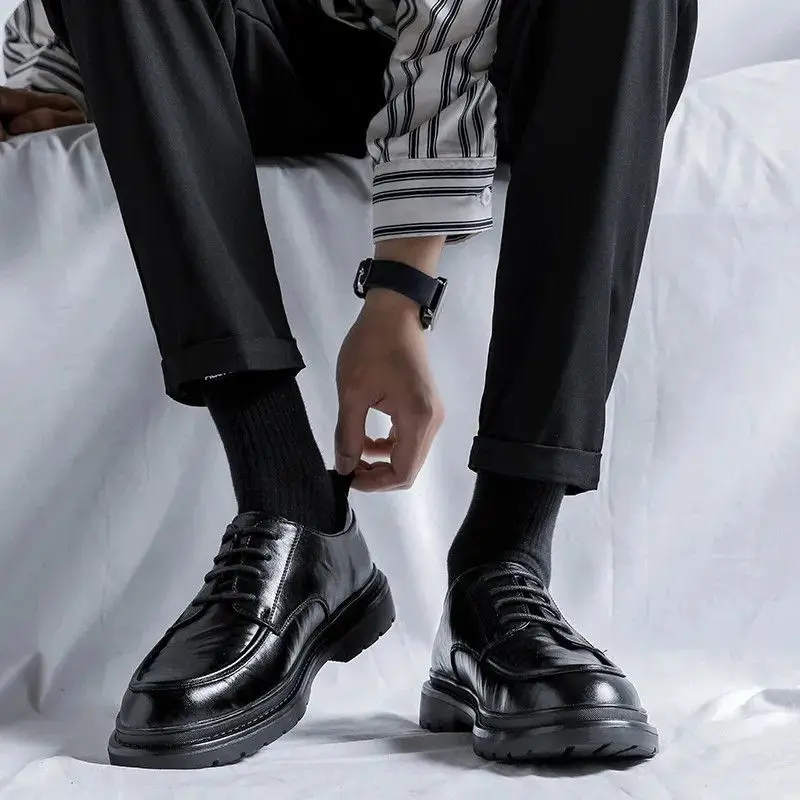 Lace Up รอบ Toe รองเท้าหนังผู้ - Men Formal Wear Shoes บทวิจารณ์และราคา
