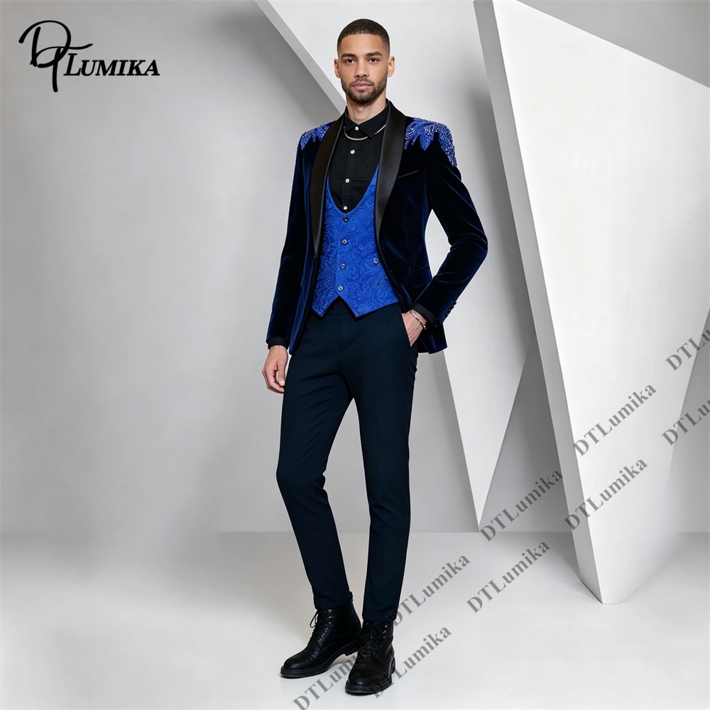 ชุดสูทผู้ชาย Peagent 3 ชิ้น ผ้ - Men Formal Wear For Wedding บทวิจารณ์และราคา